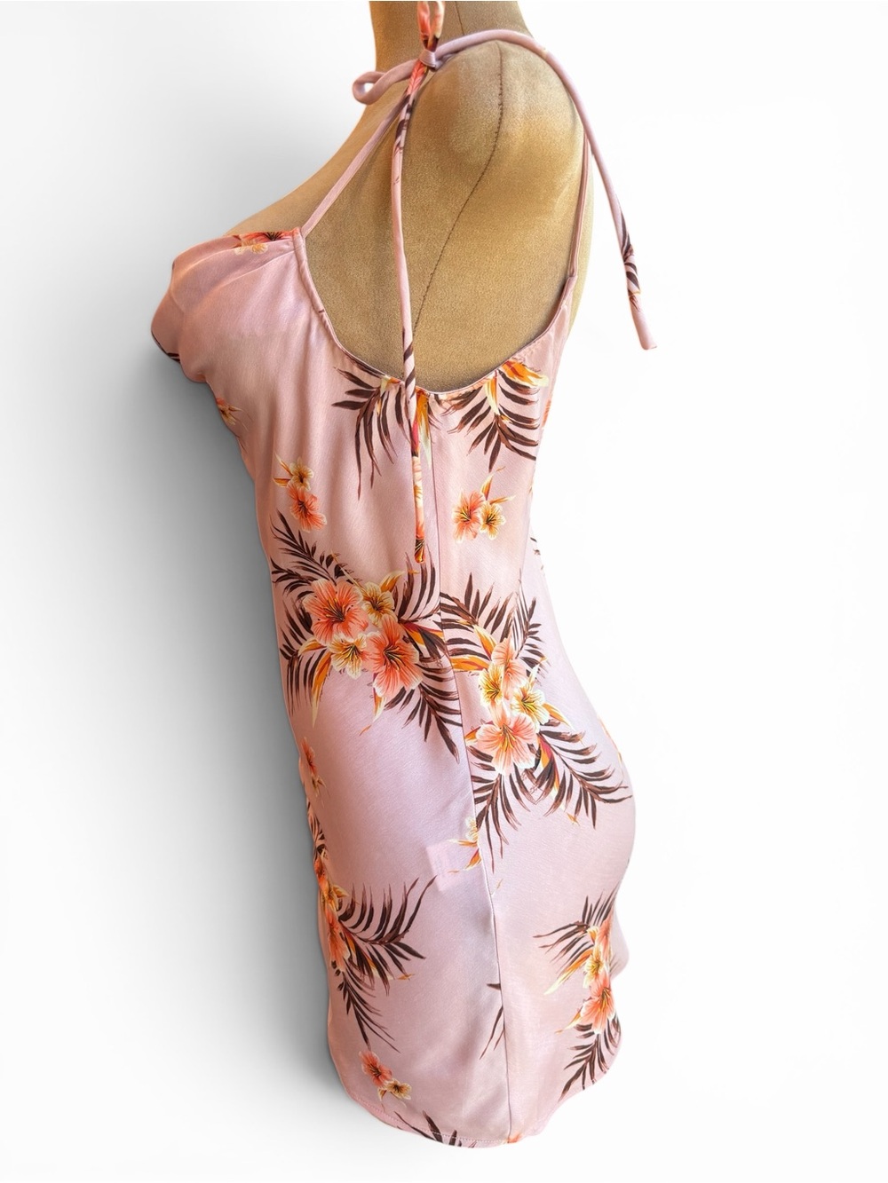 LPA Cowl Mini Slip Dress Tropic Bouquet Pink Floral Satin. - Picture 8 of 11